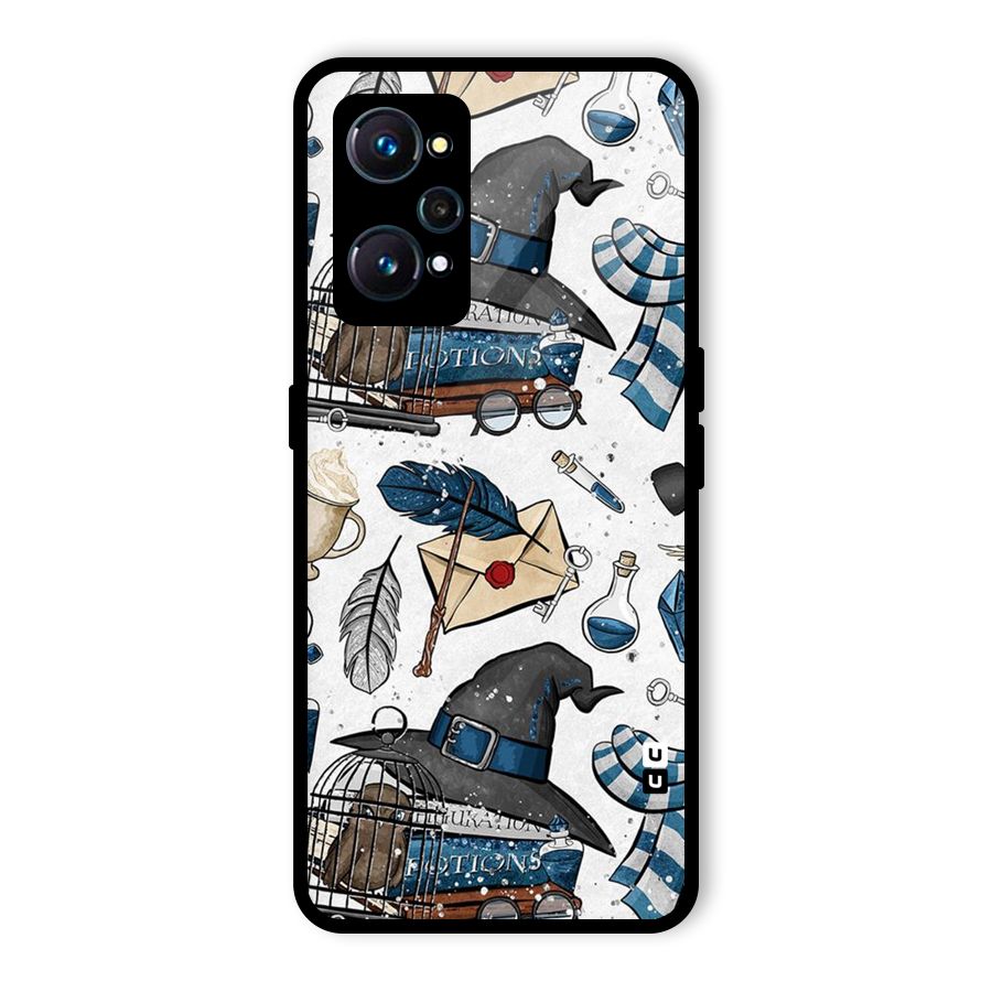 Blue Feather Hat Design Glass Back Case for Realme GT Neo2
