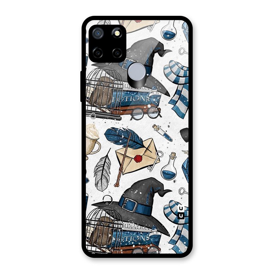 Blue Feather Hat Design Glass Back Case for Realme Narzo 20