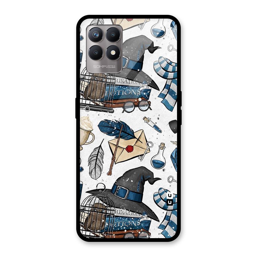 Blue Feather Hat Design Glass Back Case for Realme Narzo 50