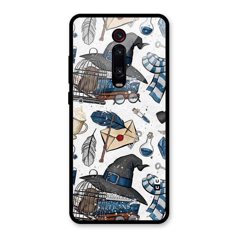 Blue Feather Hat Design Glass Back Case for Redmi K20