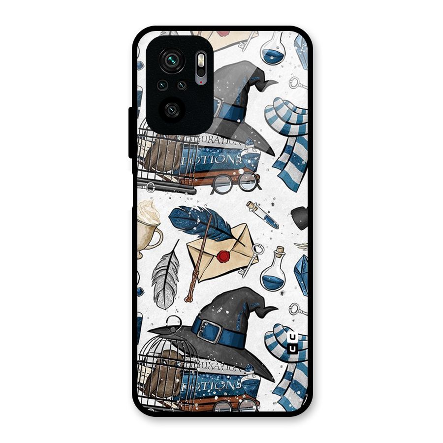 Blue Feather Hat Design Glass Back Case for Redmi Note 10S