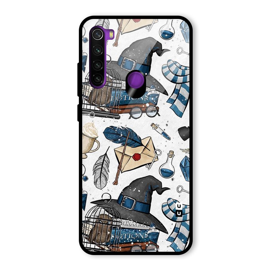 Blue Feather Hat Design Glass Back Case for Redmi Note 8