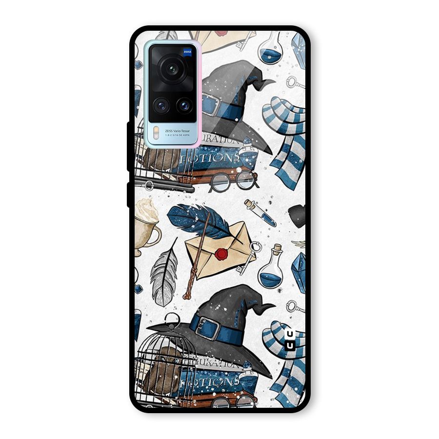 Blue Feather Hat Design Glass Back Case for Vivo X60