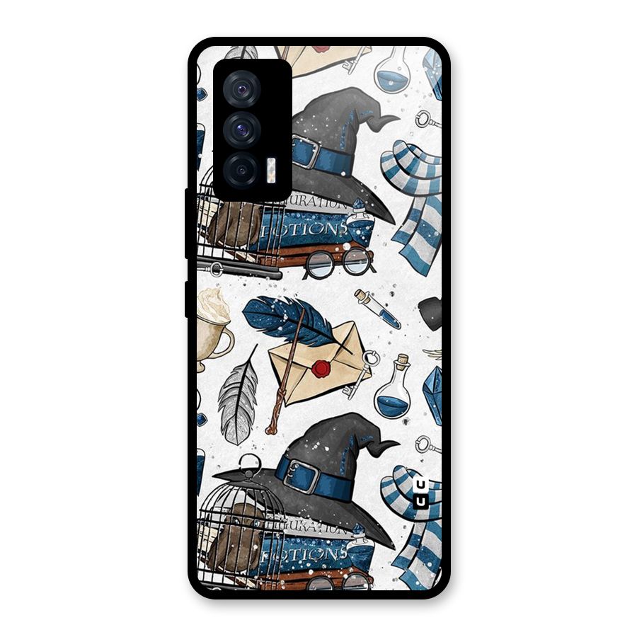 Blue Feather Hat Design Glass Back Case for Vivo iQOO 7 5G