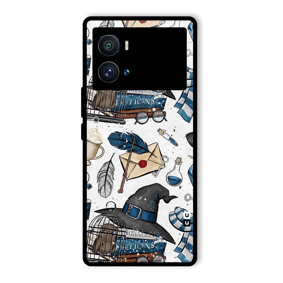 Blue Feather Hat Design Glass Back Case for Vivo iQOO 9 Pro