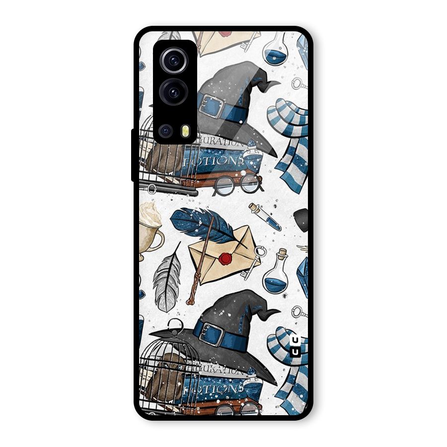 Blue Feather Hat Design Glass Back Case for Vivo iQOO Z3