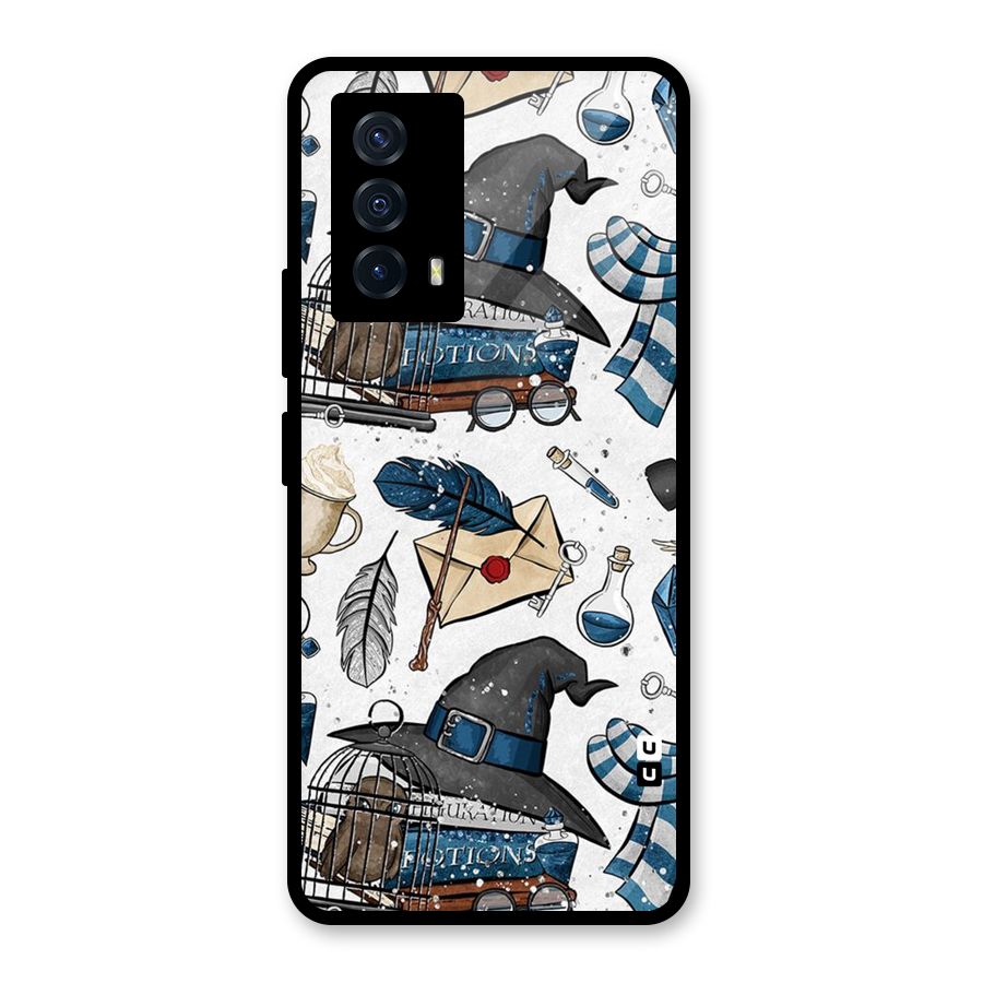 Blue Feather Hat Design Glass Back Case for Vivo iQOO Z5
