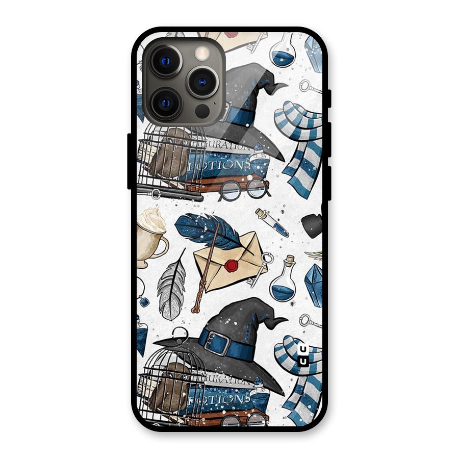 Blue Feather Hat Design Glass Back Case for iPhone 12 Pro Max