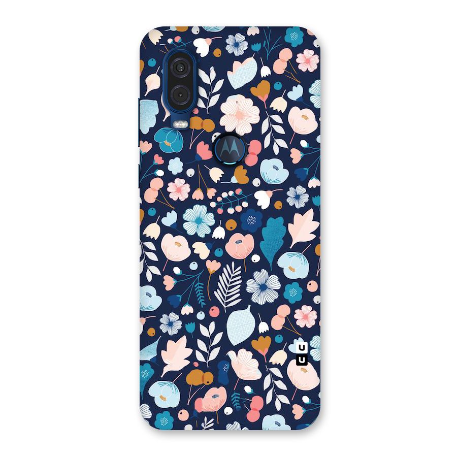 Blue Floral Back Case for Motorola One Vision