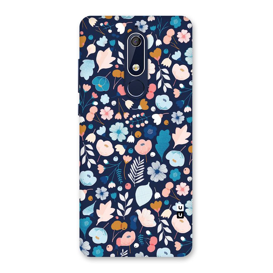 Blue Floral Back Case for Nokia 5.1