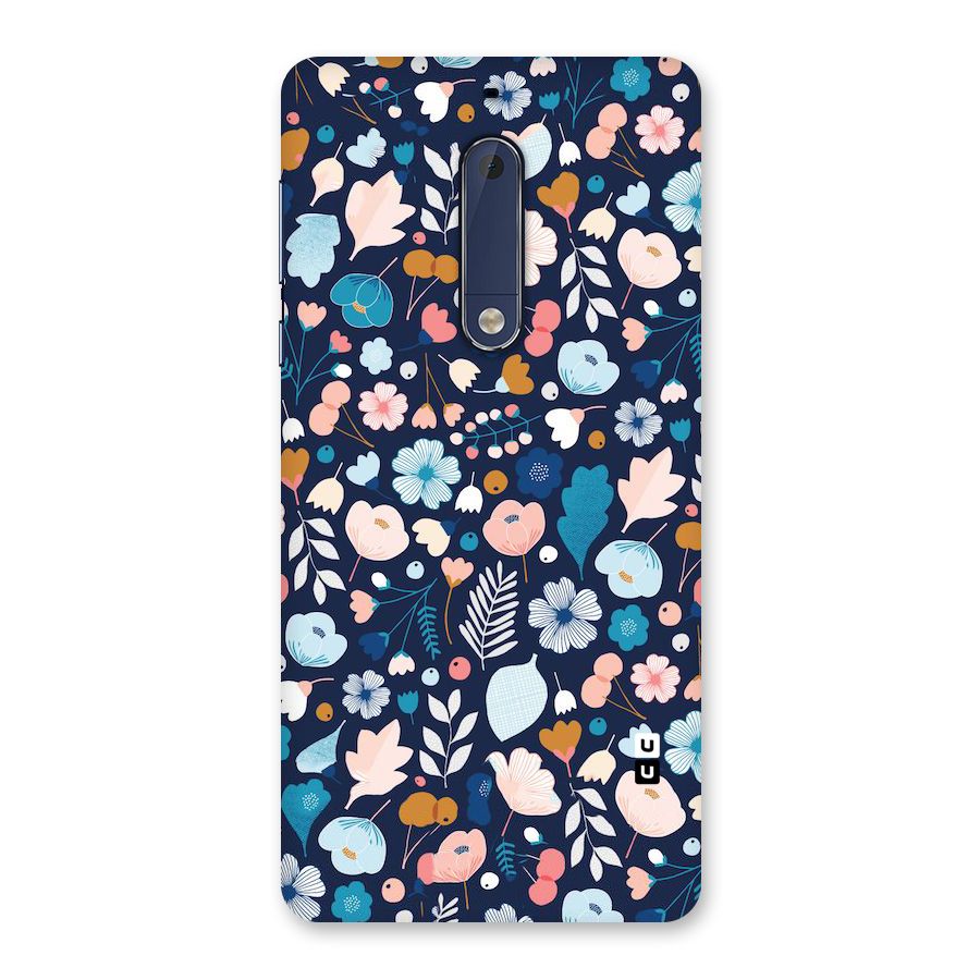 Blue Floral Back Case for Nokia 5
