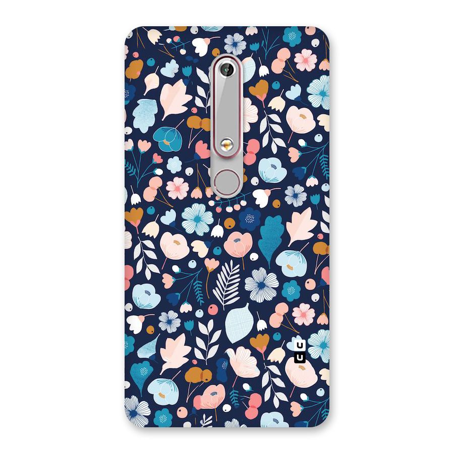 Blue Floral Back Case for Nokia 6.1