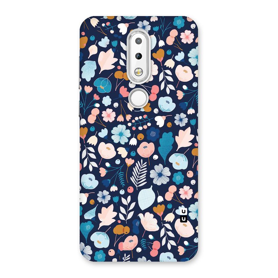 Blue Floral Back Case for Nokia 6.1 Plus