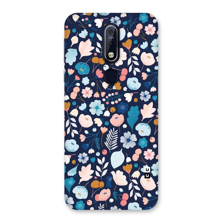 Blue Floral Back Case for Nokia 7.1