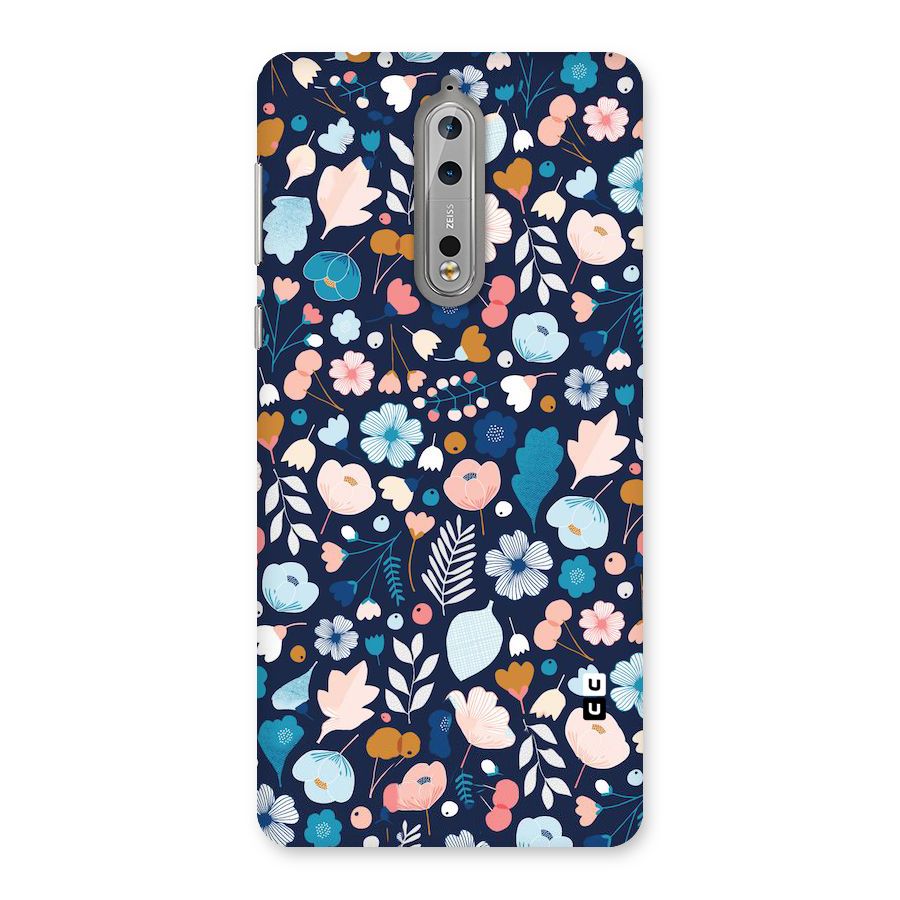 Blue Floral Back Case for Nokia 8