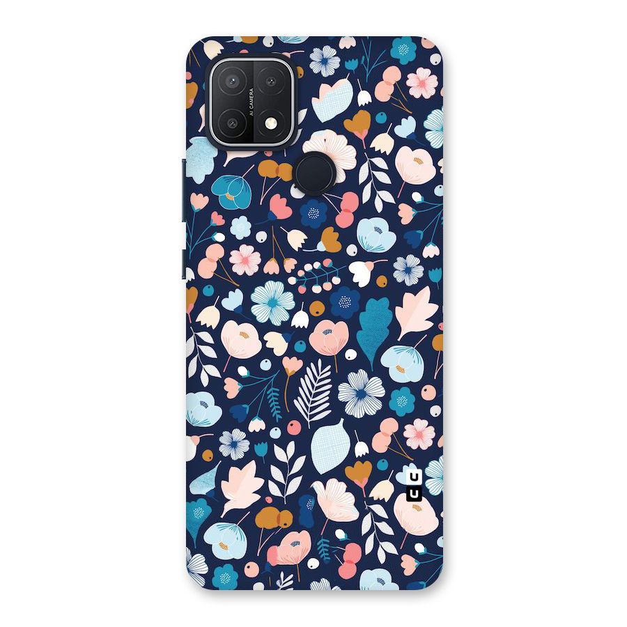 Blue Floral Back Case for Oppo A15