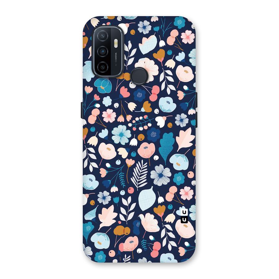 Blue Floral Back Case for Oppo A32