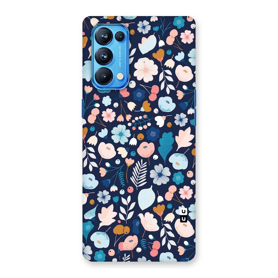 Blue Floral Back Case for Oppo Reno5 Pro 5G