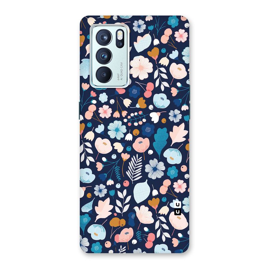 Blue Floral Back Case for Oppo Reno6 Pro 5G