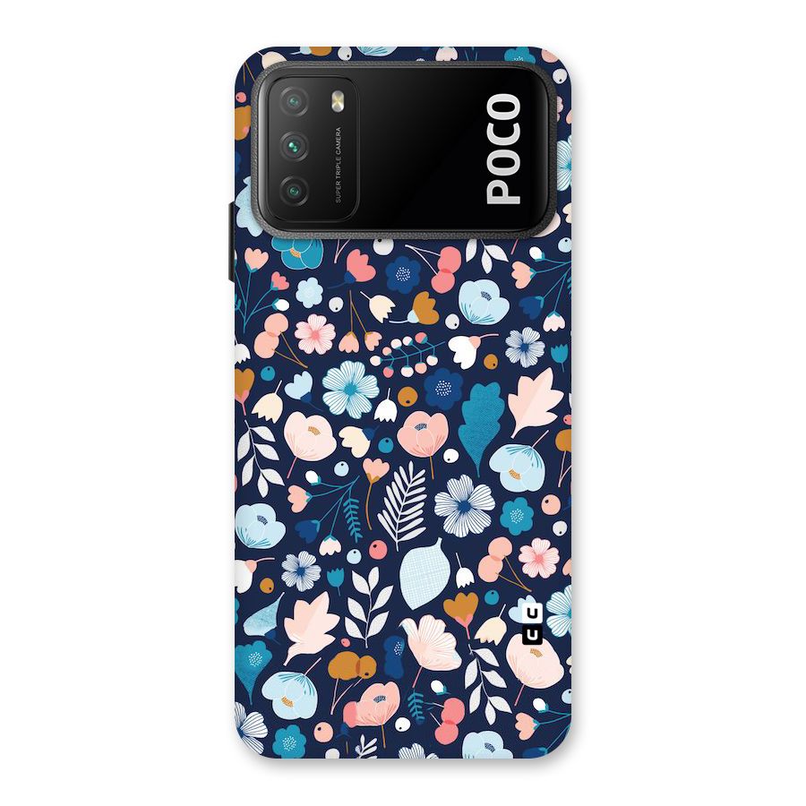 Blue Floral Back Case for Poco M3