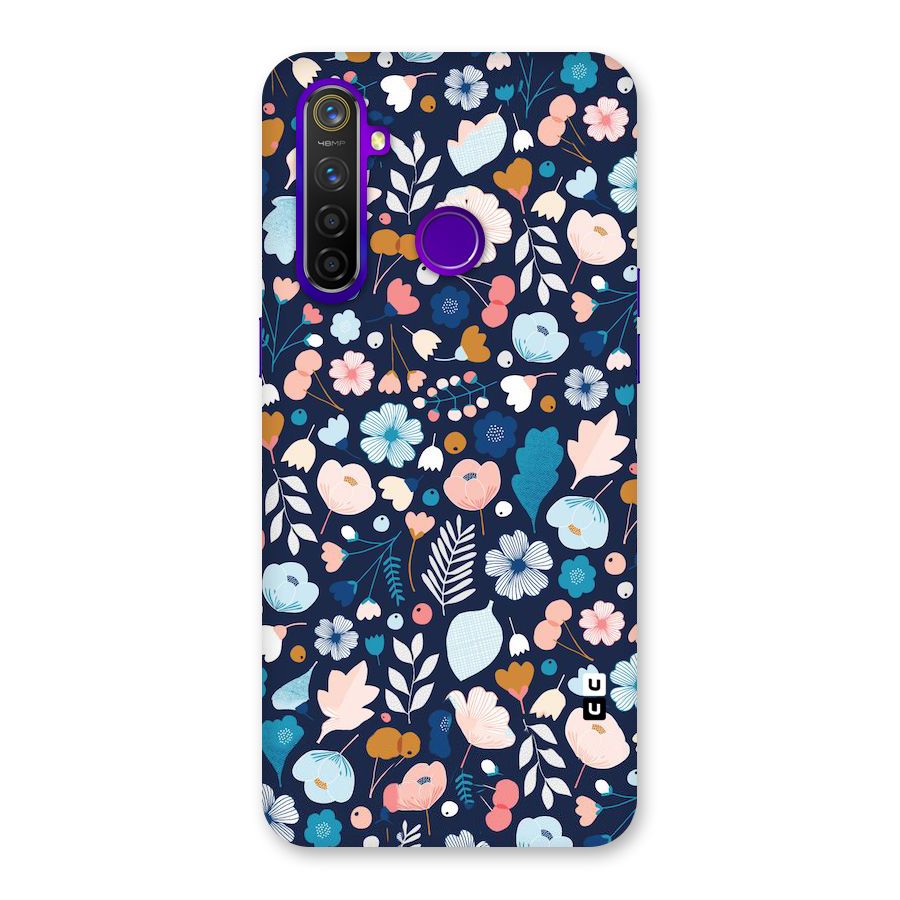 Blue Floral Back Case for Realme 5 Pro