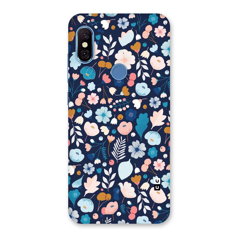 Blue Floral Back Case for Redmi Note 6 Pro