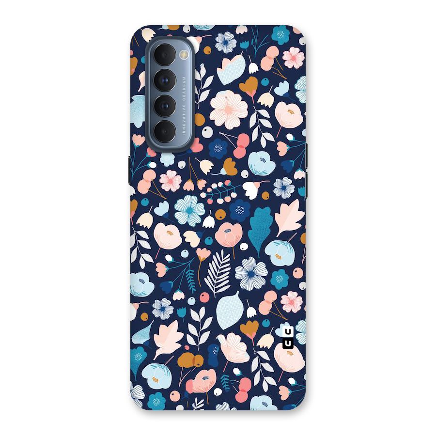 Blue Floral Back Case for Reno4 Pro