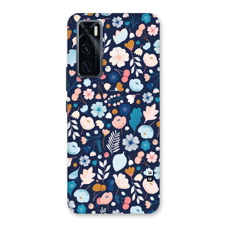Blue Floral Back Case for Vivo V20 SE