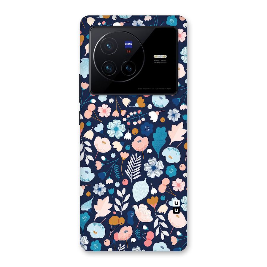 Blue Floral Back Case for Vivo X80
