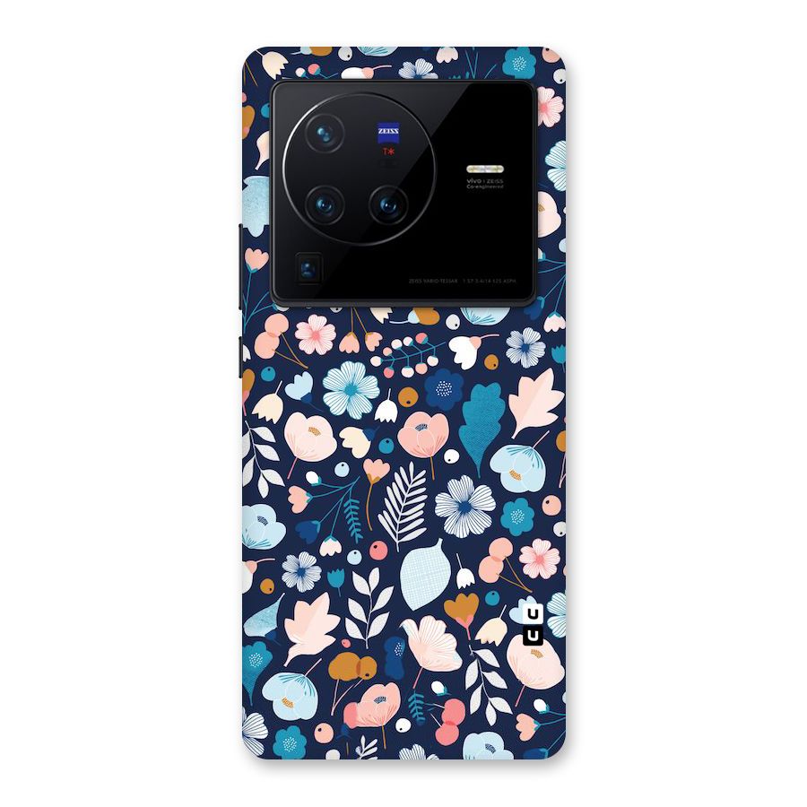 Blue Floral Back Case for Vivo X80 Pro