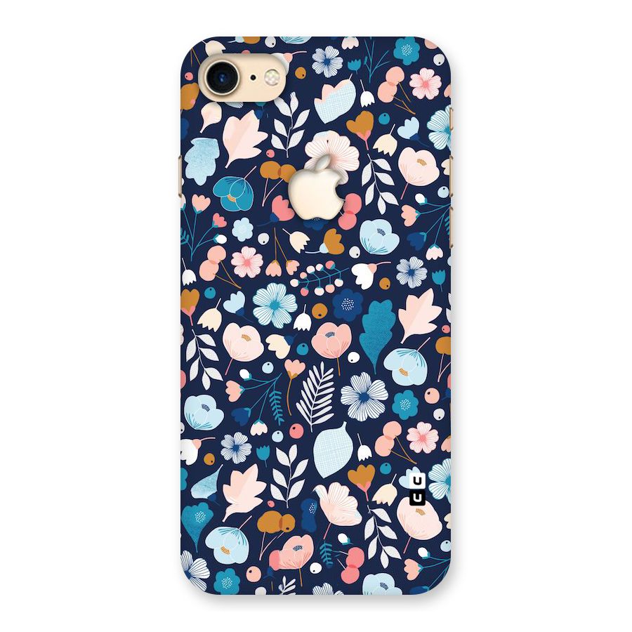 Blue Floral Back Case for iPhone 7 Apple Cut