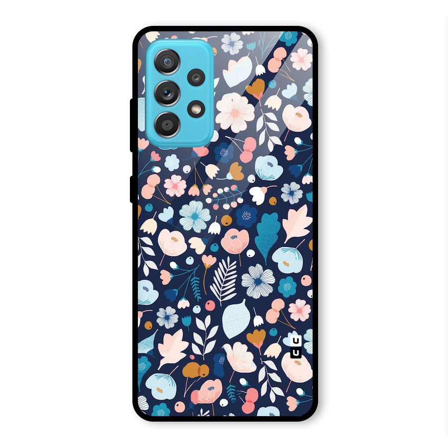 Blue Floral Glass Back Case for Galaxy A52s 5G