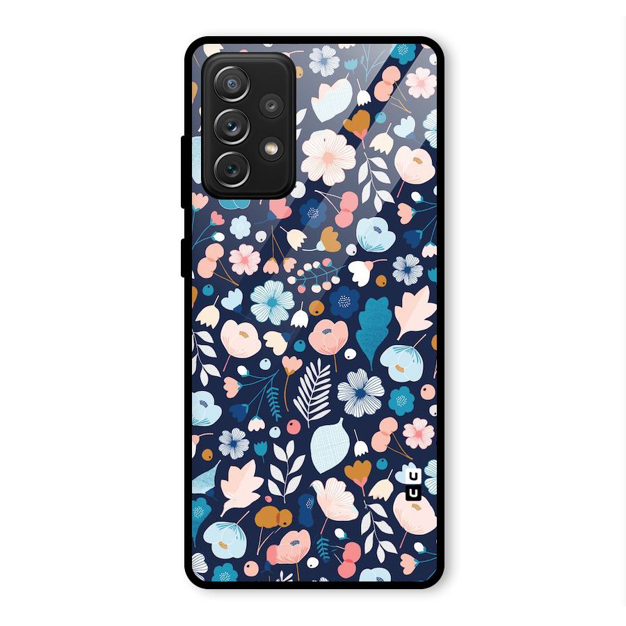 Blue Floral Glass Back Case for Galaxy A72