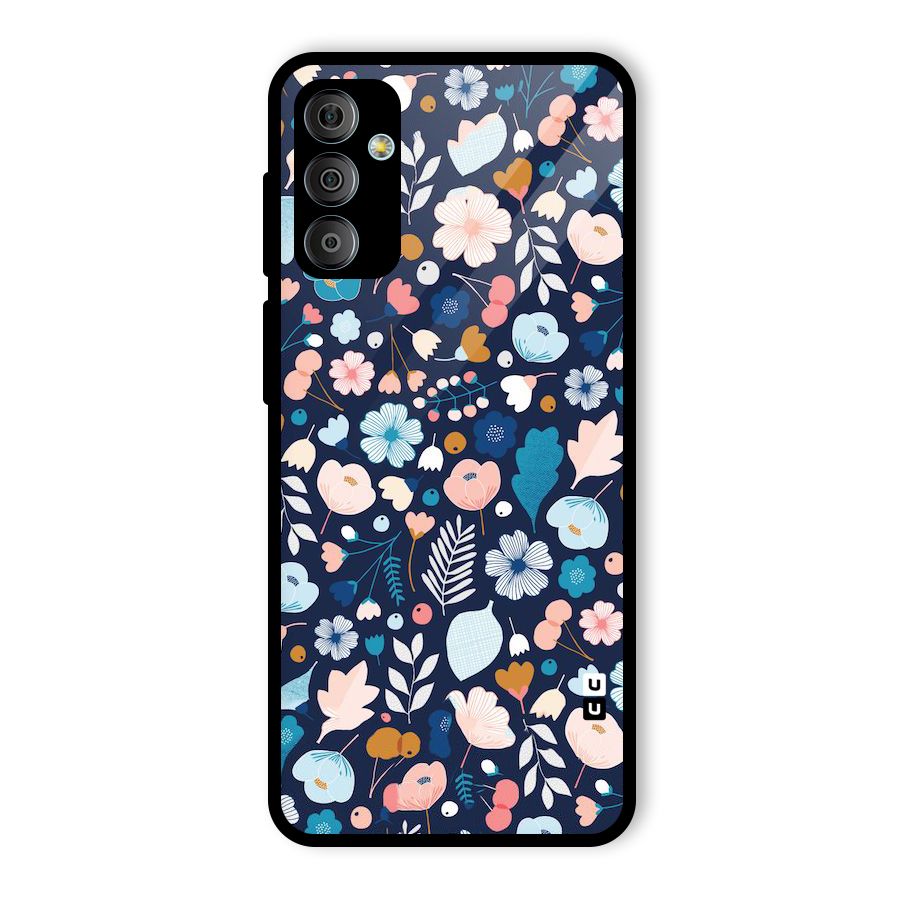 Blue Floral Glass Back Case for Galaxy F23