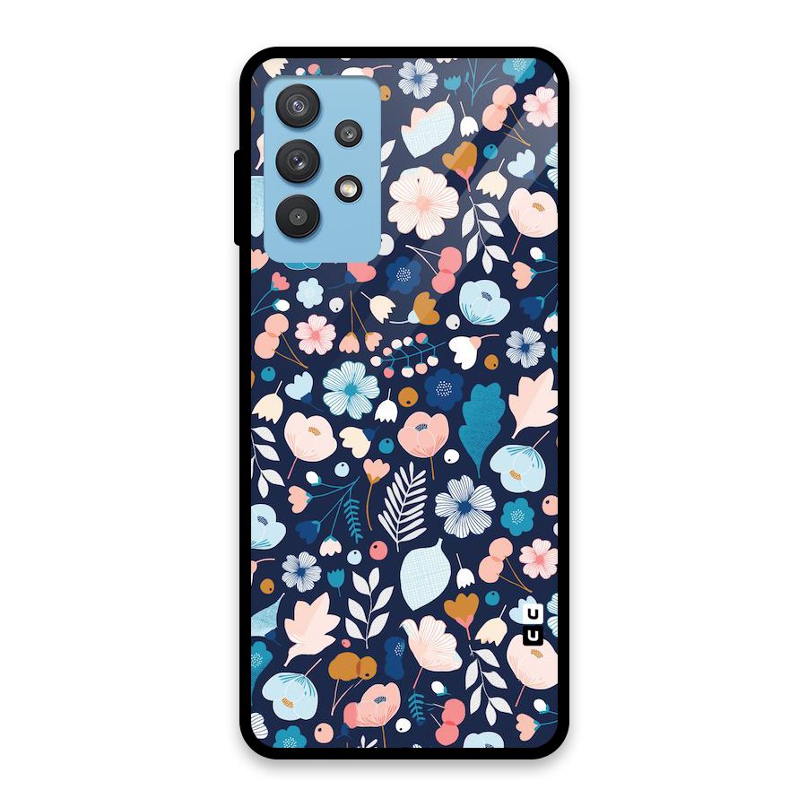 Blue Floral Glass Back Case for Galaxy M32 5G