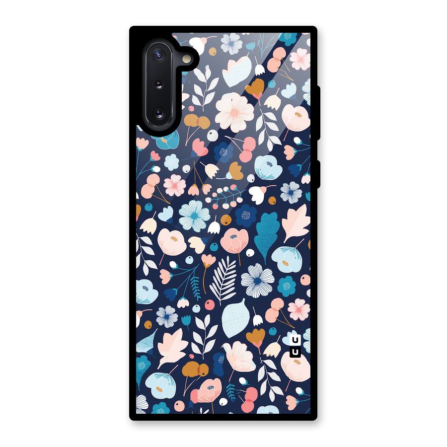 Blue Floral Glass Back Case for Galaxy Note 10