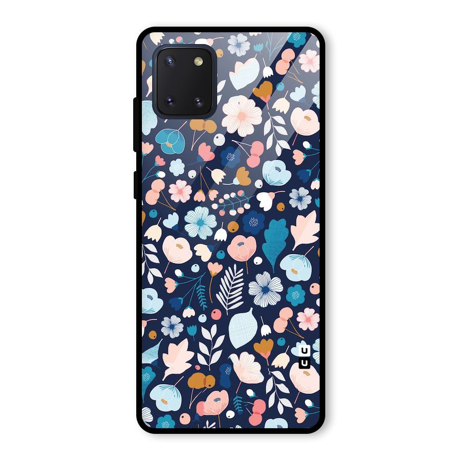 Blue Floral Glass Back Case for Galaxy Note 10 Lite