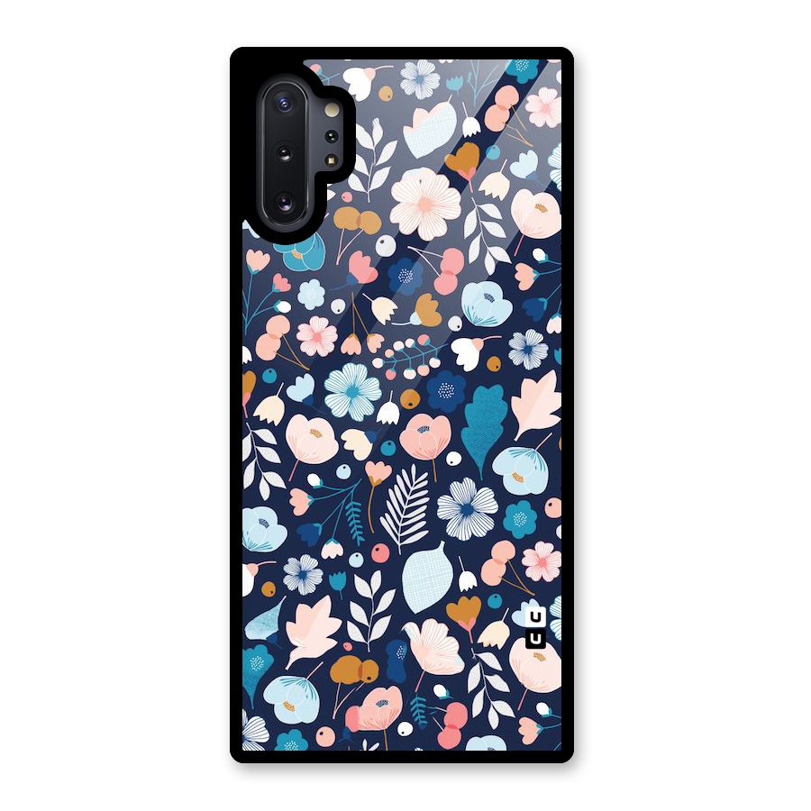 Blue Floral Glass Back Case for Galaxy Note 10 Plus