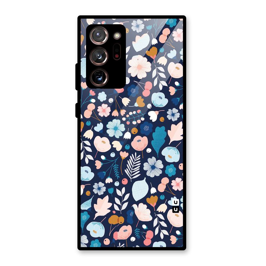 Blue Floral Glass Back Case for Galaxy Note 20 Ultra