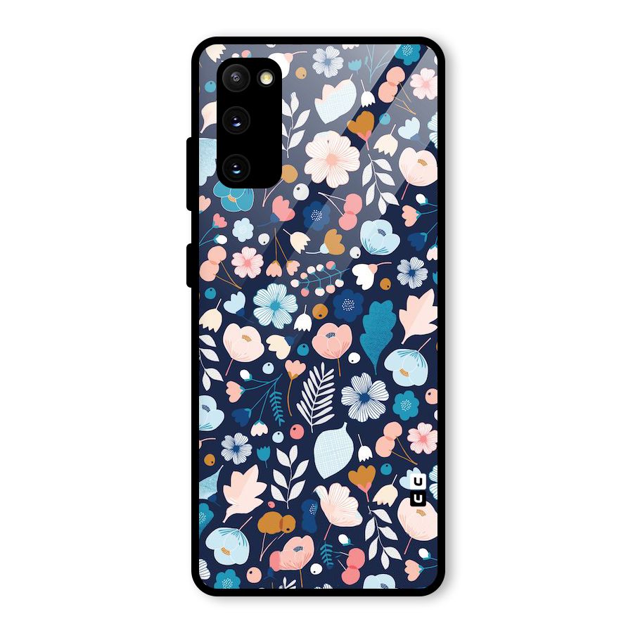 Blue Floral Glass Back Case for Galaxy S20 FE