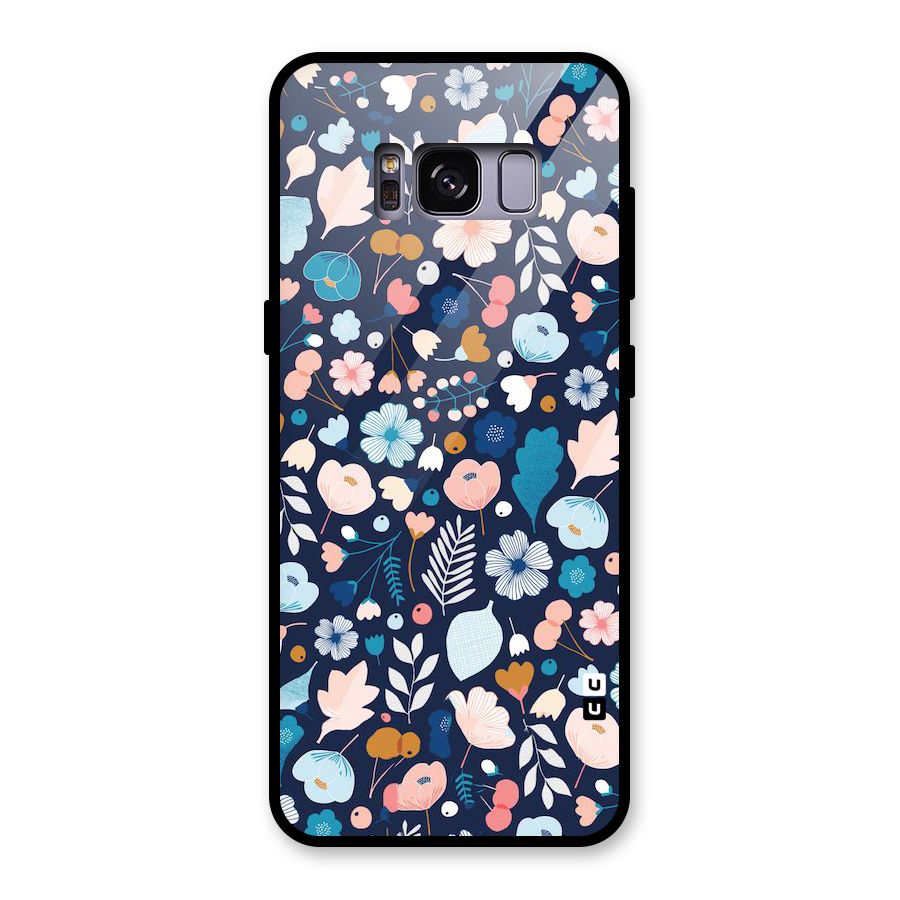Blue Floral Glass Back Case for Galaxy S8