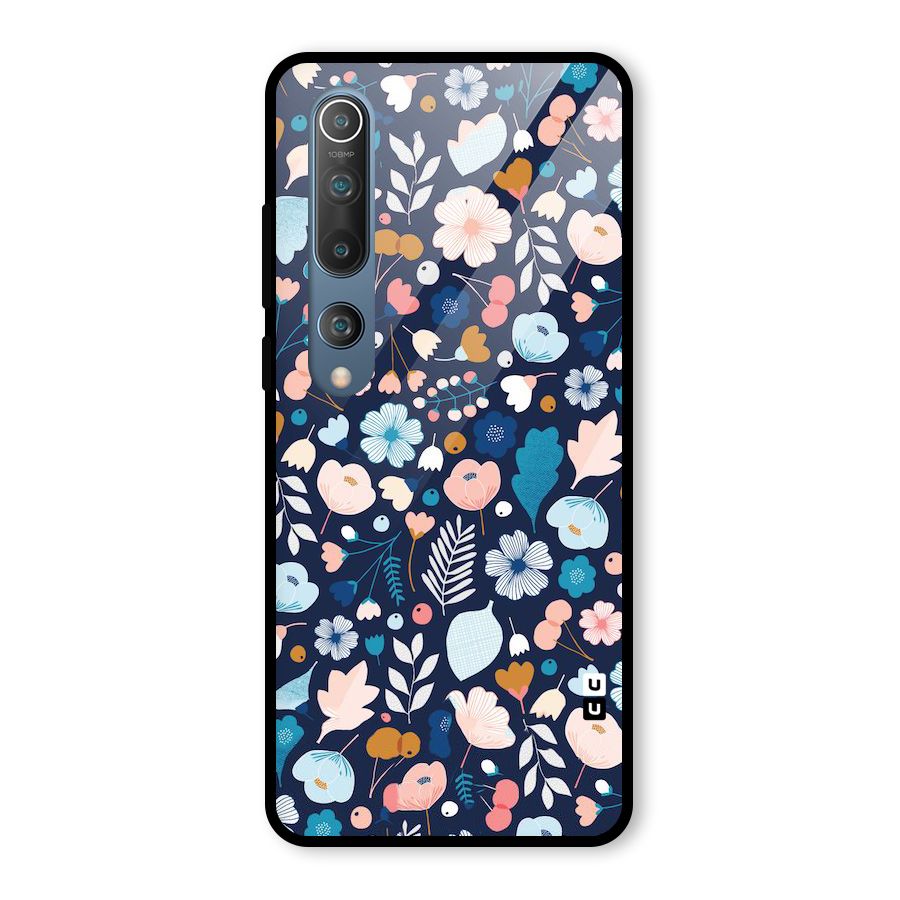 Blue Floral Glass Back Case for Mi 10