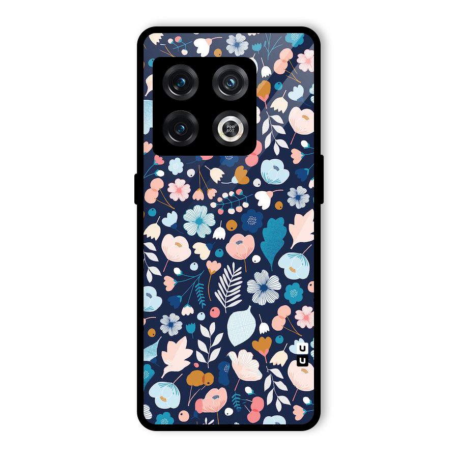 Blue Floral Glass Back Case for OnePlus 10 Pro 5G