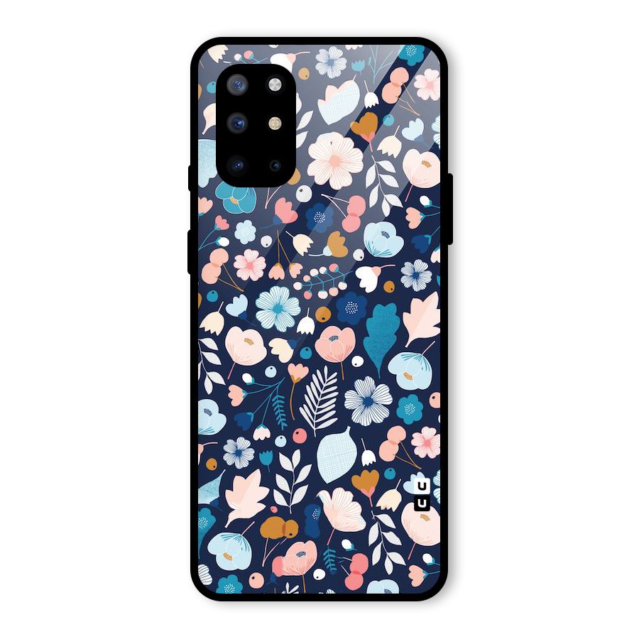 Blue Floral Glass Back Case for OnePlus 8T