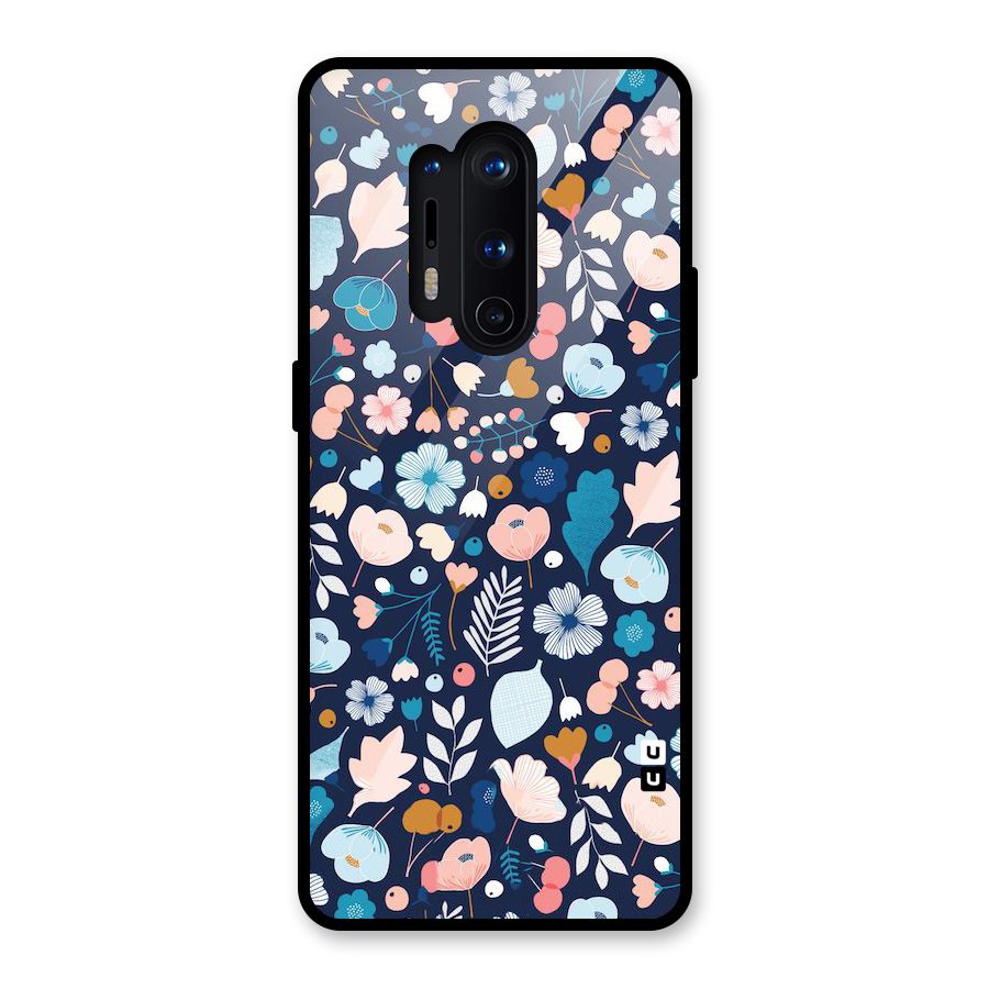 Blue Floral Glass Back Case for OnePlus 8 Pro