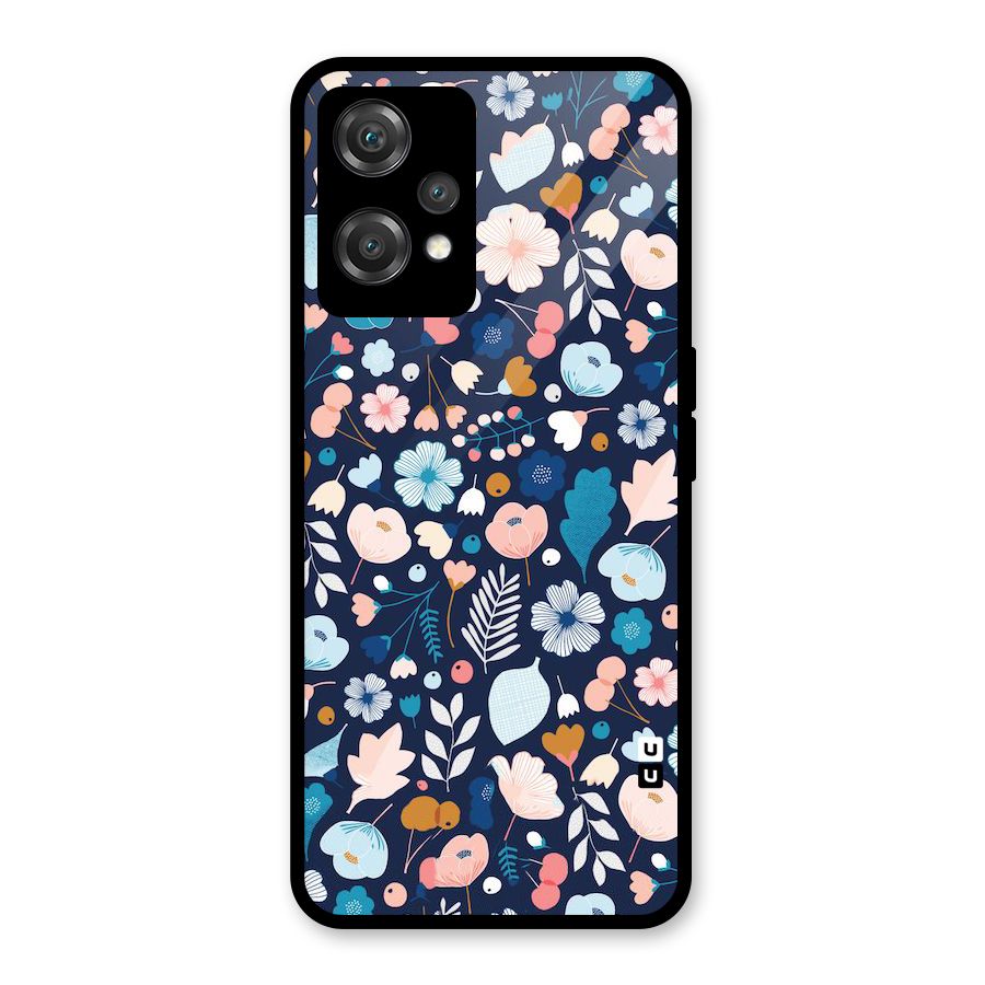 Blue Floral Glass Back Case for OnePlus Nord CE 2 Lite 5G