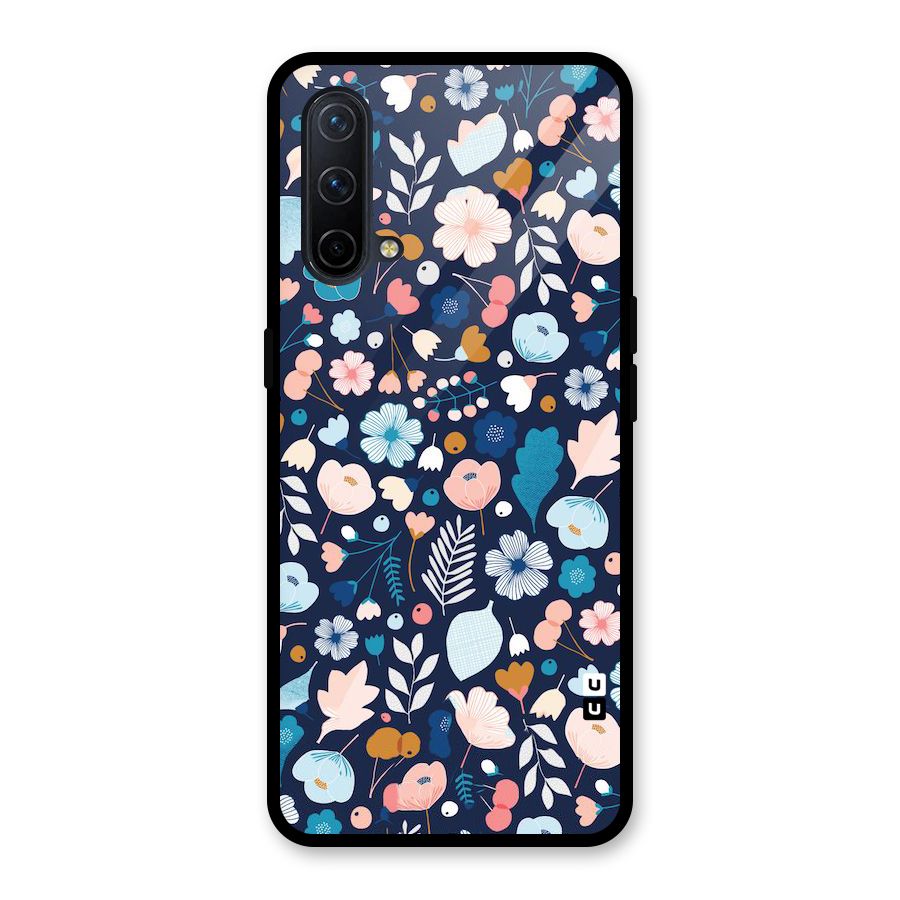 Blue Floral Glass Back Case for OnePlus Nord CE 5G