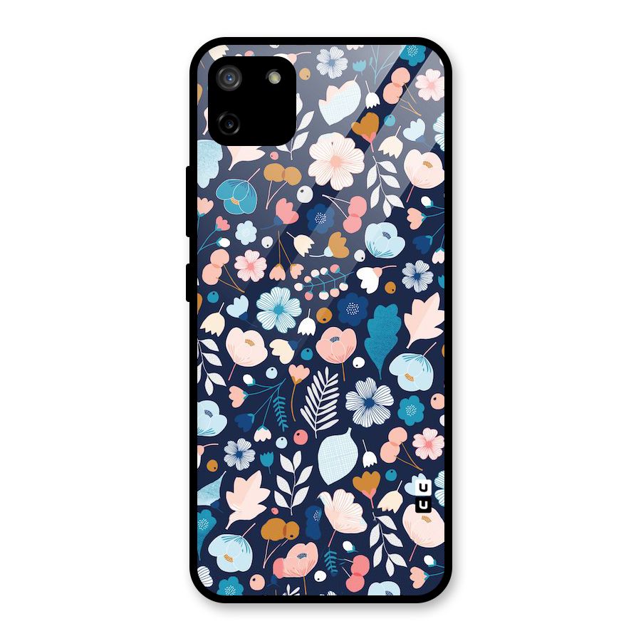 Blue Floral Glass Back Case for Realme C11