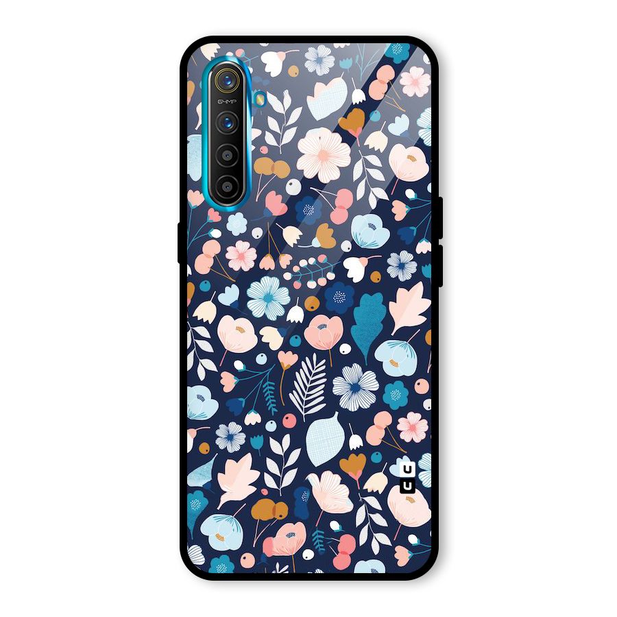 Blue Floral Glass Back Case for Realme X2