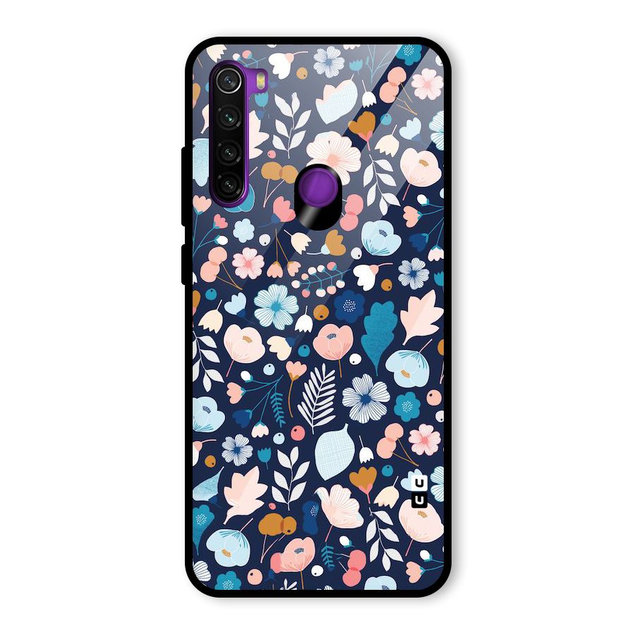Blue Floral Glass Back Case for Redmi Note 8